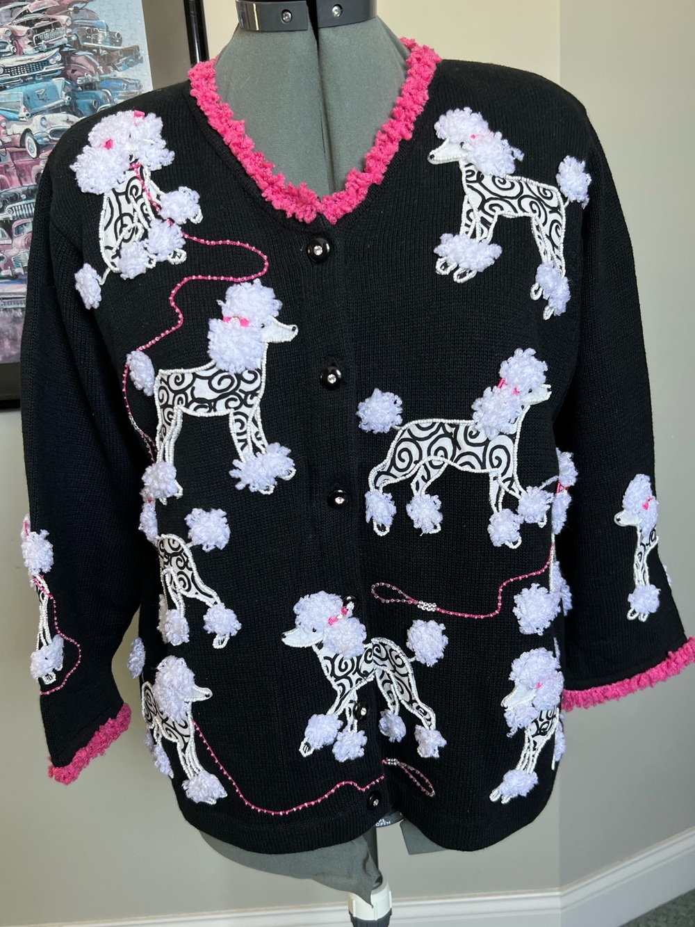 Design Options M Poodle Dog Sweater Cardigan No Cat Sweater